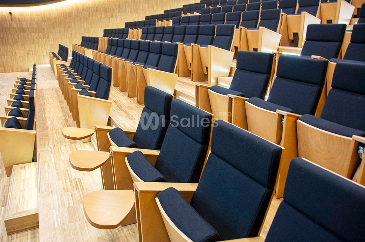 Auditorium surplombé d'un lounge et d'une grande terrasse